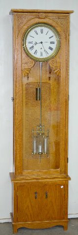 French Pin Wheel Oak Jeweler's Regulator Clock — Antique Clocks Price Guide