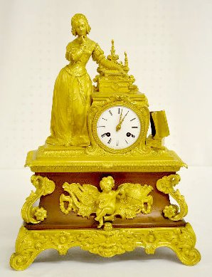 Pons 1827 Dore Bronze Clock w/Lady — Antique Clocks Price Guide