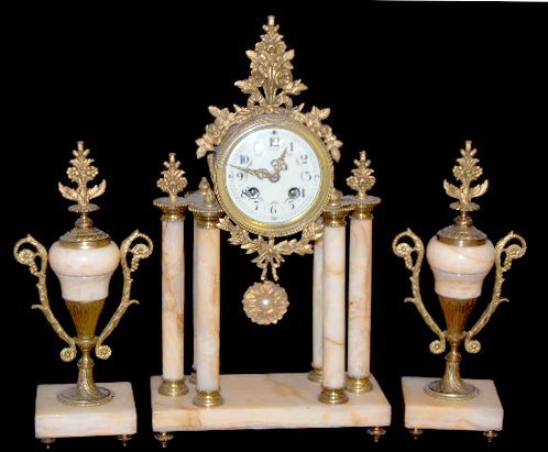 3 Piece Marble Clock Garniture Set — Antique Clocks Price Guide