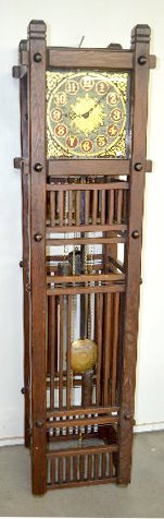 Mission Style Pine Floor Clock with Gong Chimes — Antique Clocks Price Guide