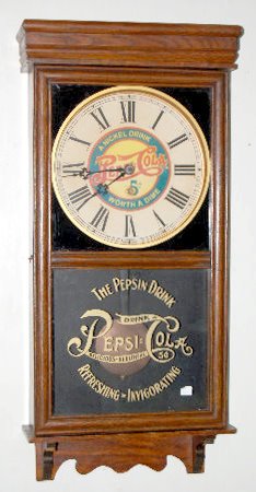 Pepsi Cola Advertising Store Regulator Clock — Antique Clocks Price Guide