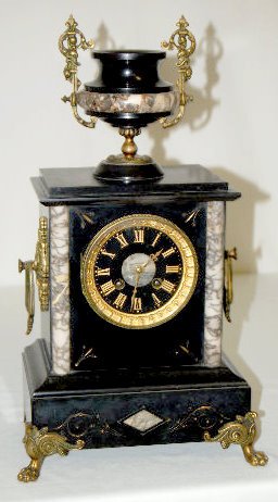 French Slate and Marble Mantel Clock — Antique Clocks Price Guide