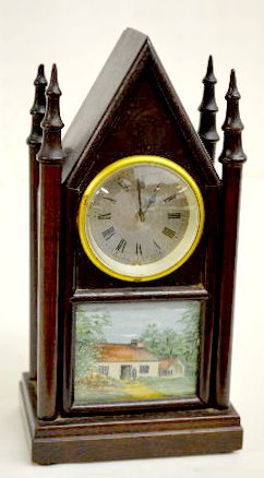Fynetone Miniature Mahogany Steeple Clock — Antique Clocks Price Guide