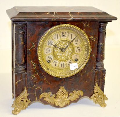 Gilbert Marbleized Mantel Clock — Antique Clocks Price Guide