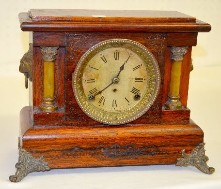 Seth Thomas 2 Column Red Adamantine Mantel Clock — Antique Clocks Price Guide