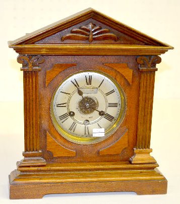German Carved Shelf Clock, T&S with Alarm — Antique Clocks Price Guide