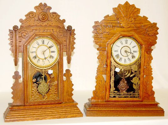 2 Oak Kitchen Clocks EN Welch and Attleboro — Antique Clocks Price Guide