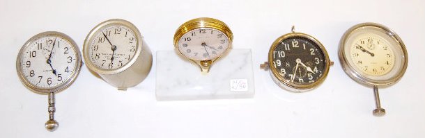 4 Automobile Clocks & 1 Other — Antique Clocks Price Guide
