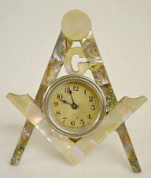 Lux Masonic Emblem Clock w/Mother of Pearl — Antique Clocks Price Guide