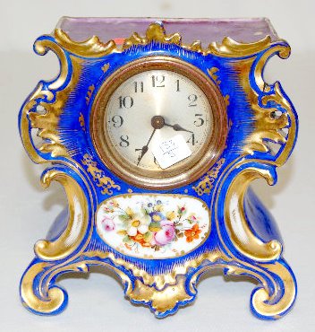 Floral & Gold Decorated Old Paris Style Clock — Antique Clocks Price Guide
