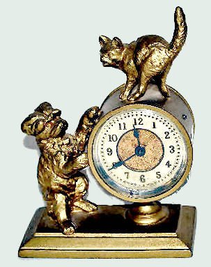 Ansonia "Duet" Novelty Clock w/Dog & Cat — Antique Clocks Price Guide