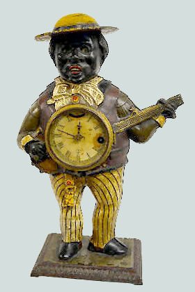 Cast Iron "Banjo Player" Blinking Eye Clock — Antique Clocks Price Guide