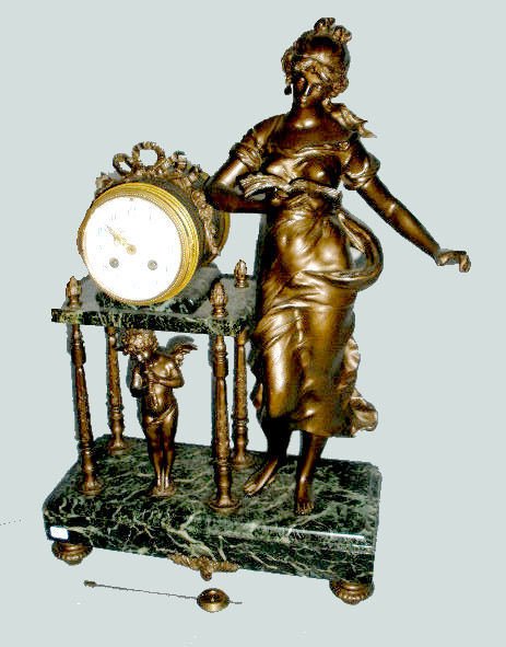 French Lady & Cherub Statue Clock — Antique Clocks Price Guide