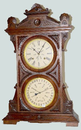 Welch Walnut "Audran B.W." Calendar Clock — Antique Clocks Price Guide