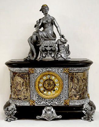 Ansonia "Virginia" Metal Case Clock w/Statue — Antique Clocks Price Guide