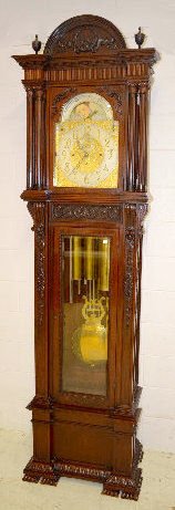 Ornate German 9 Tube 3 Weight Tall Case Clock — Antique Clocks Price Guide