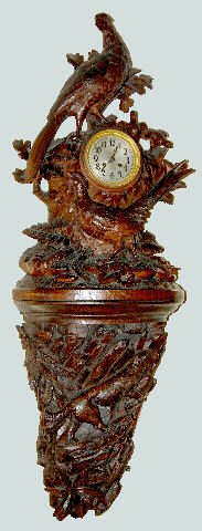 Black Forest Carved Pheasant & Dog Clock, 48" — Antique Clocks Price Guide
