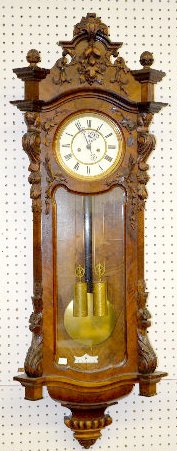 German 2 Wt. Carved Wall Regulator Clock — Antique Clocks Price Guide