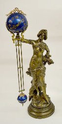 Ansonia "Arcadia" Ball Swing Clock, Lady — Antique Clocks Price Guide