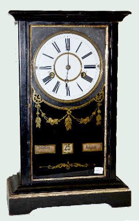 Ebonized 8 Day T & S Calendar Clock — Antique Clocks Price Guide