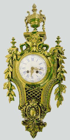 Japy Freres 19285 Hanging Bronze Cartel Clock — Antique Clocks Price Guide