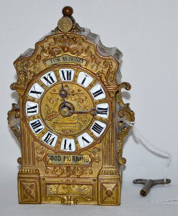 French Metal Animated Alarm Clock — Antique Clocks Price Guide