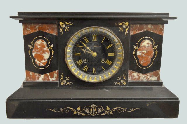 French H&F Marble/Slate Mantel Clock — Antique Clocks Price Guide