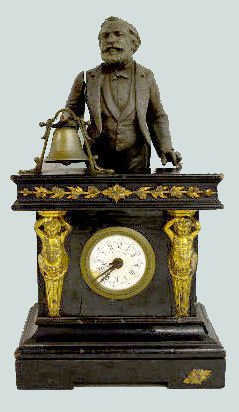 French Bell Ringer Statue Alarm Clock — Antique Clocks Price Guide