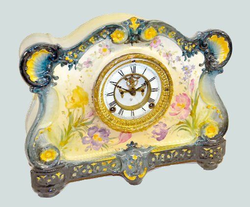 Ansonia Royal Bonn "La Vergne" China Clock — Antique Clocks Price Guide