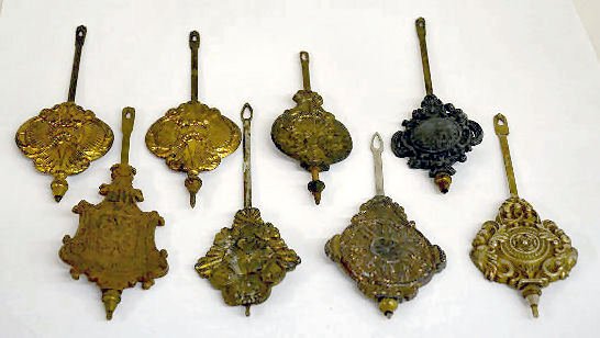 8 Antique Embossed Clock Pendulums — Antique Clocks Price Guide