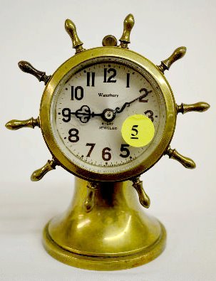 Waterbury 8 Day Jeweled Ships Wheel Clock — Antique Clocks Price Guide