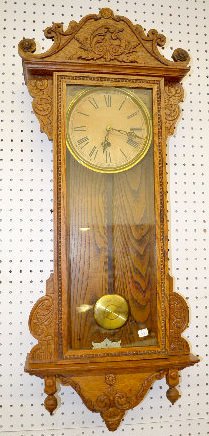 Waterbury "Alton" Oak Hanging Clock — Antique Clocks Price Guide