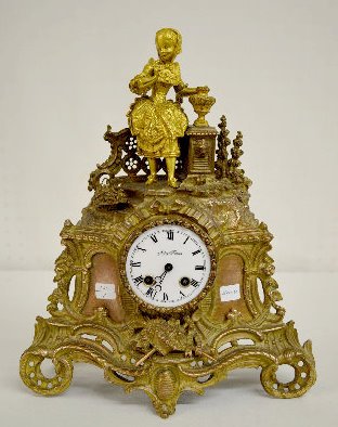 French Vincenti Bronze Figural Clock, Girl Statue — Antique Clocks Price Guide