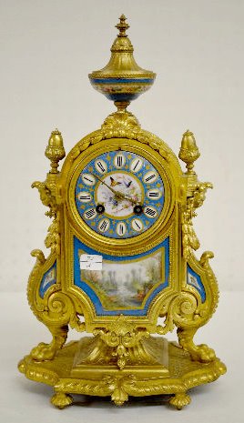 Japy Freres Scenic Clock, Porcelain & Metal — Antique Clocks Price Guide