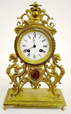French Japy Freres Brass Griffins Shelf Clock — Antique Clocks Price Guide