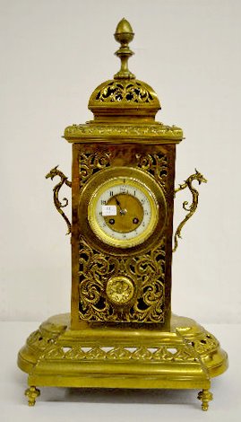 Antique French Brass Open Work Mantel Clock — Antique Clocks Price Guide