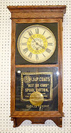 Sessions Oak Regulator No. 2 Advertising Clock, J.P. Coats — Antique Clocks Price Guide