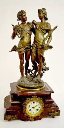 French Marti Marble Double Statue Clock — Antique Clocks Price Guide