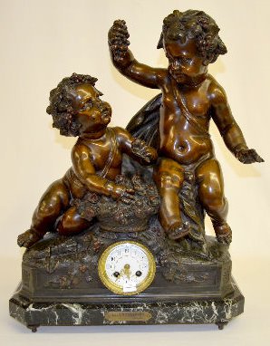 French "Les Vendanges", Bacchus Statue Clock — Antique Clocks Price Guide