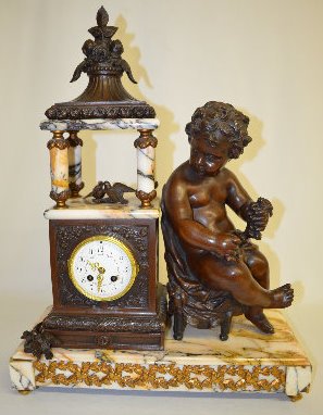 French Marble Cherub Statue Clock — Antique Clocks Price Guide