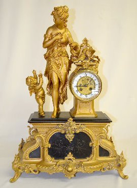 Large French Lady & Cherub Statue Clock — Antique Clocks Price Guide
