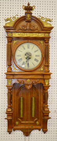 Waterbury "Augusta" Oak Weight Driven Clock — Antique Clocks Price Guide