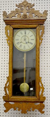 Waterbury "Springfield" Oak Hanging Wall Clock — Antique Clocks Price Guide