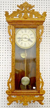 Waterbury "Springfield" Oak Hanging Clock — Antique Clocks Price Guide