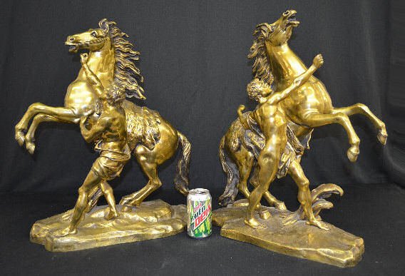 Pair Large Bronze Marley Horses by Coustou — Antique Clocks Price Guide