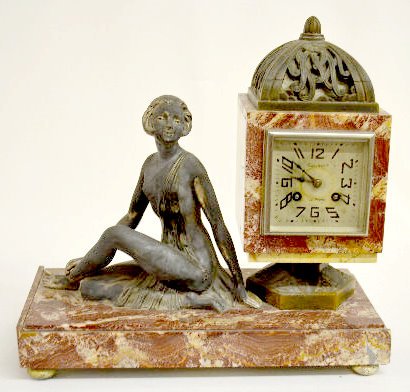 French Galibert Art Nouveau Statue Clock — Antique Clocks Price Guide