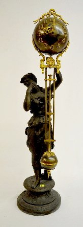 Ansonia "Juno" Swinging Ball Clock, Lady Statue — Antique Clocks Price Guide