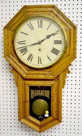 Ansonia Oak Regulator B Long Drop Clock — Antique Clocks Price Guide