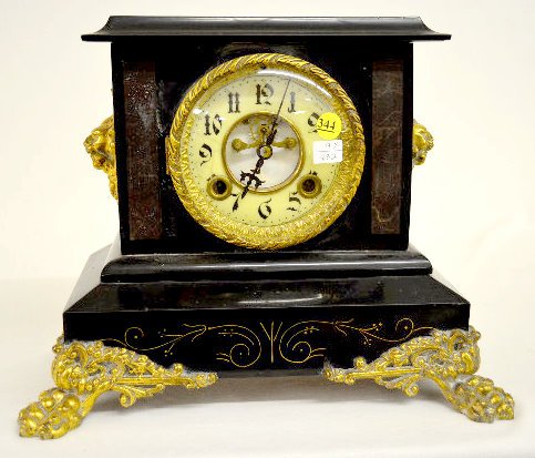 Enameled Iron Case Mantel Clock — Antique Clocks Price Guide