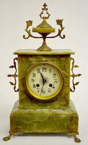 French Green Onyx Mantel Clock — Antique Clocks Price Guide